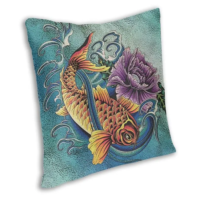 Cool Golden Koi Fish Art Pillow Cover Home Decor 3D Double Side Printed Lucky Carp Cushion Cover for Sofa