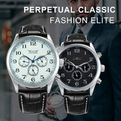 JARAGAR Automatic Mechanical Watch Men 3 Working Sub-dial Arabic Number Multifunction Watches Fashion Men Dress Watches Clock