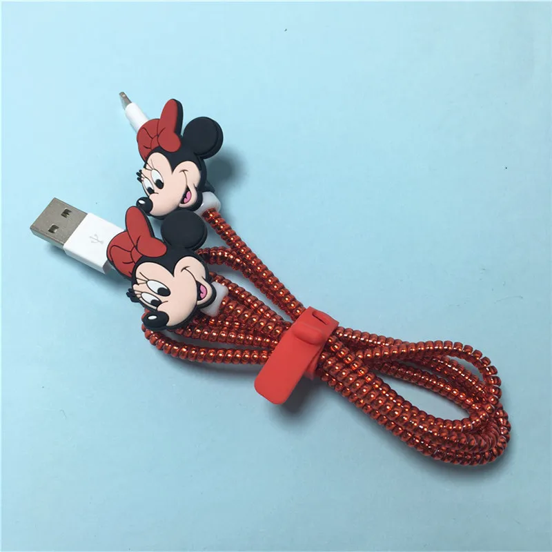 Disney 1.5M zestaw nawijacza kabla Cartoon ładowarka kabel USB Protector dla Apple IPhone X 11 12 7 8 6 Protector linii danych dla androida