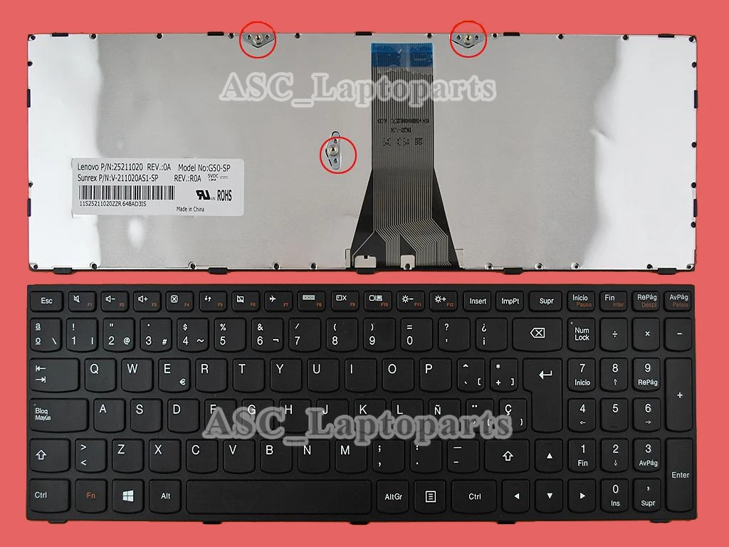 New Spanish Teclado Keyboard For Lenovo Ideapad 300-15ibr 300-15isk 300-17ISK Laptop Black Frame Black, BACKLIT , NO BACKLIT