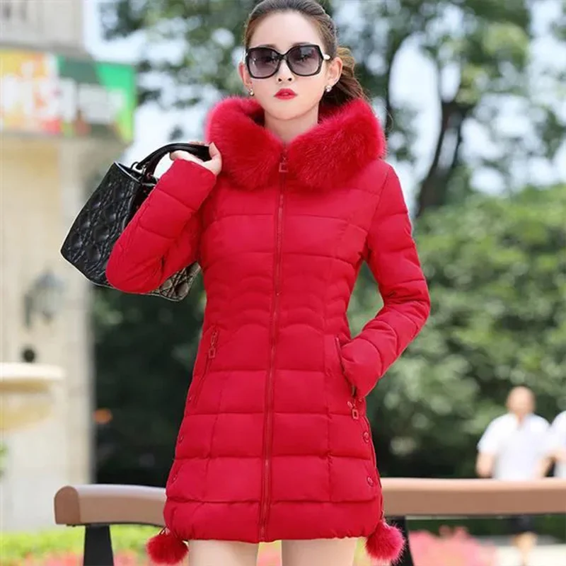 Down jackets women 2022 new cotton-padded clothes show thin long hairy quilted jacket winter coat women parkas female Parka