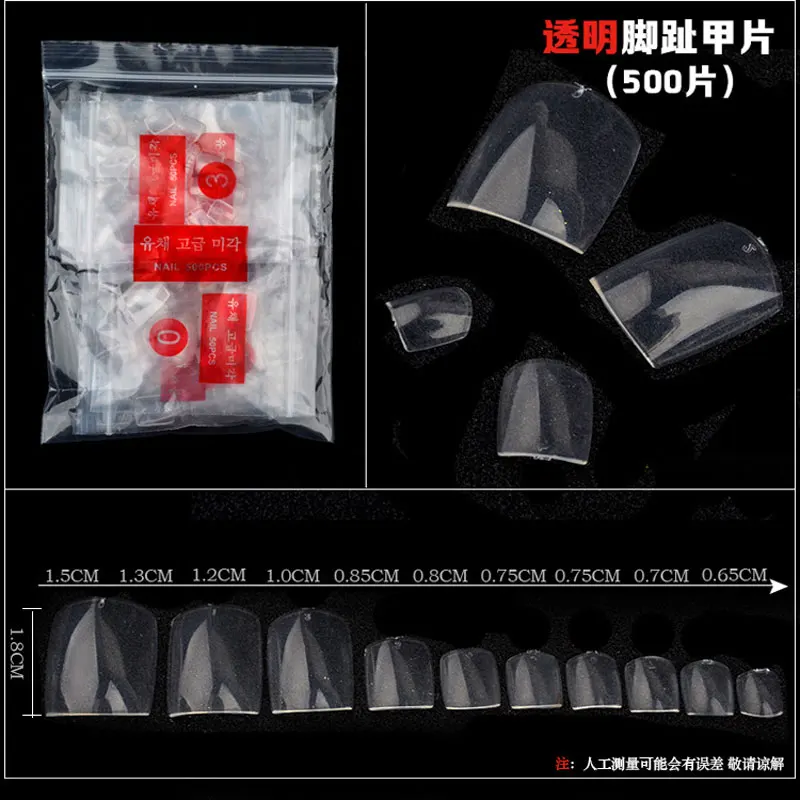500 Pcs Fake Kunstmatige Teen Nagels Volledige Dekking Acryl Fasle Teennagels Franse Voet Tips Pedicure Diy Nail Art Decor