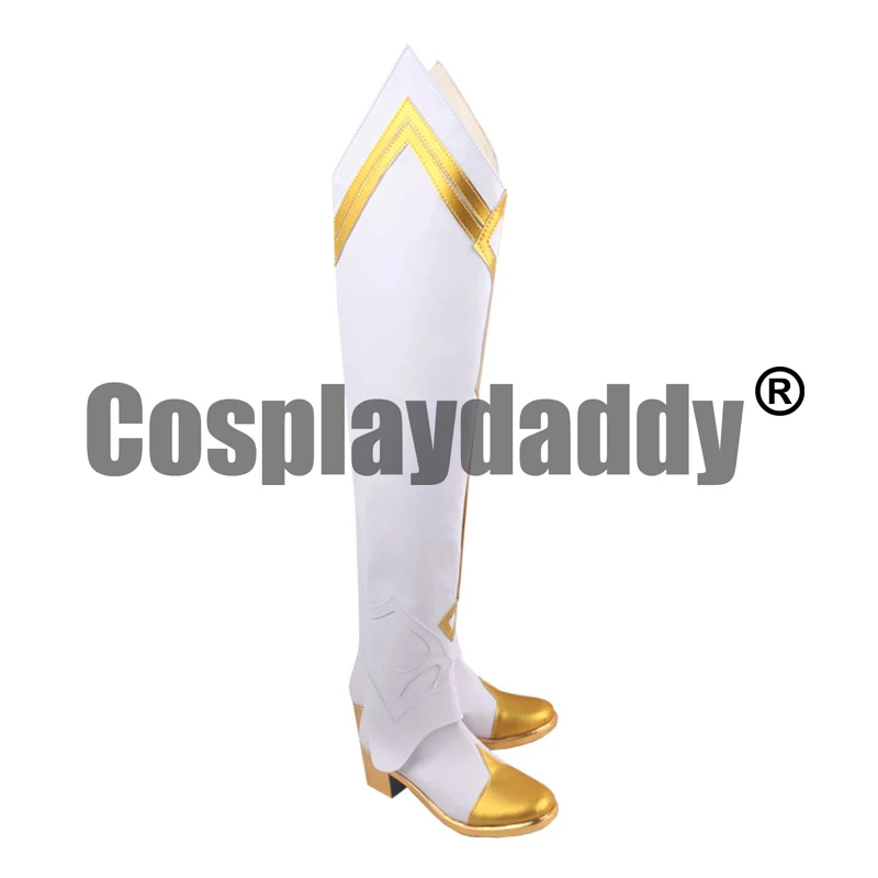 Genshin Impact Mondstadt Knights of Favonius Protagonist Outlander Traveler Lumine Ying Cosplay White Shoes Tall Boots S008