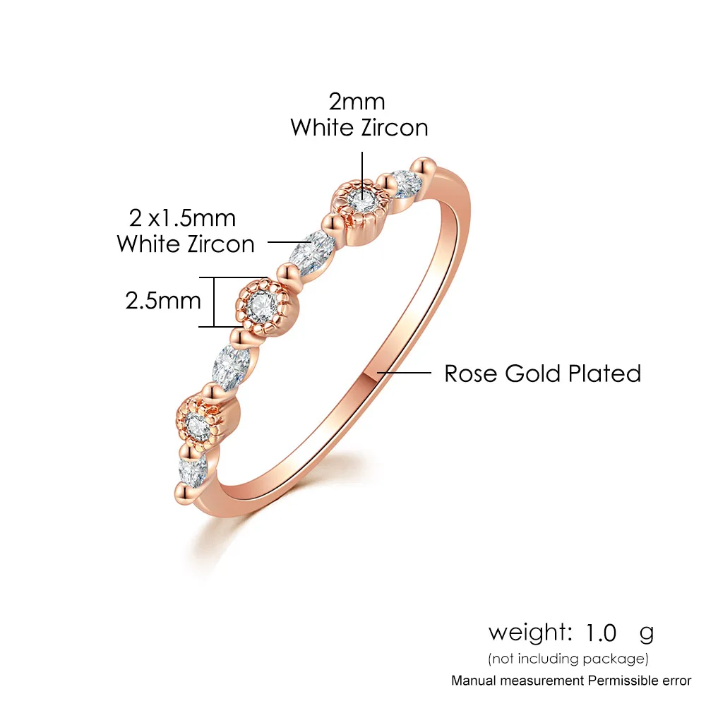 ZHOUYANG Dainty Ring For Women Simple Elegant Simple Geometry Mini Zircon Rose Gold Color Slim Finger Ring Fashion Jewelry R146