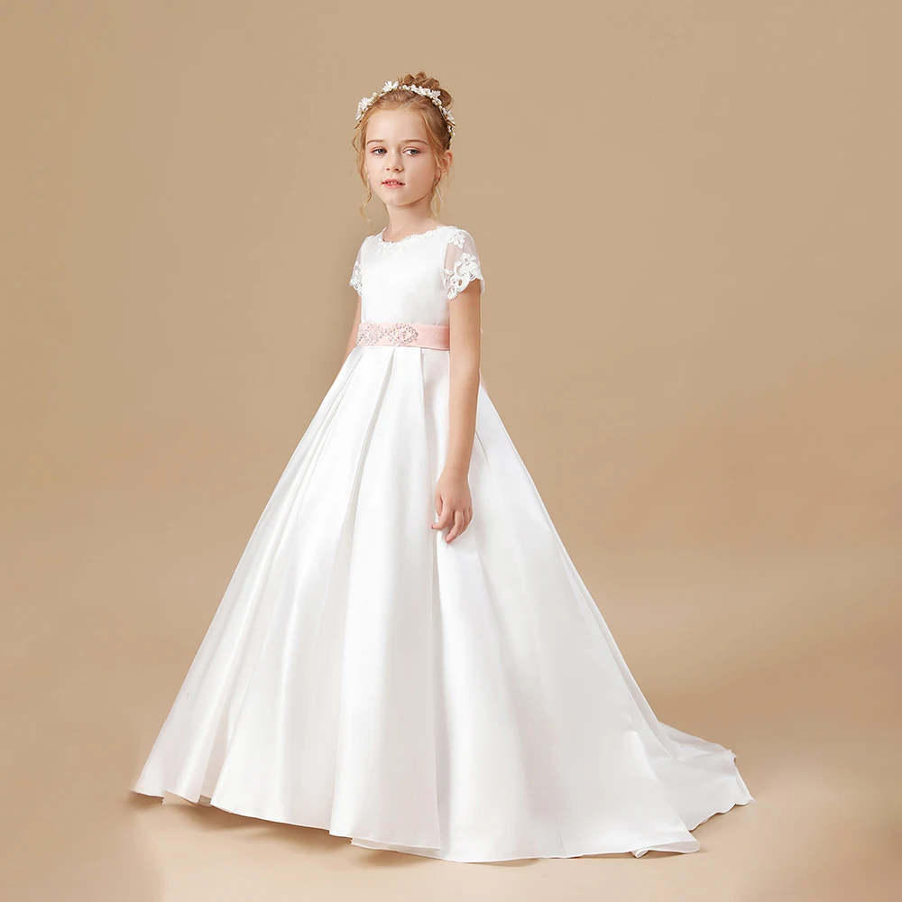 Princesa Flower Girl Dress para crianças, cerimônia de casamento, aniversário, festa à noite, primeira comunhão, concurso de baile, banquete, evento de formatura