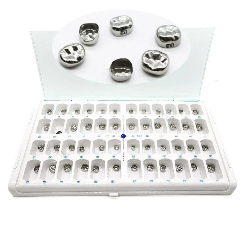 2-Box Dental Molar Crown Stainless Primary Crowns Protect Kids 1st 2nd 48Pcs/Box