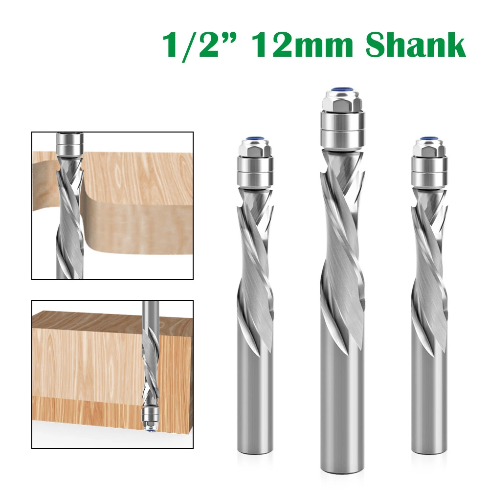 

1PC 12mm 12.7mm shank Solid Carbide Bearing Guided Two Flute Flush Trim Router Bits Woodworking milling cutters End Mill