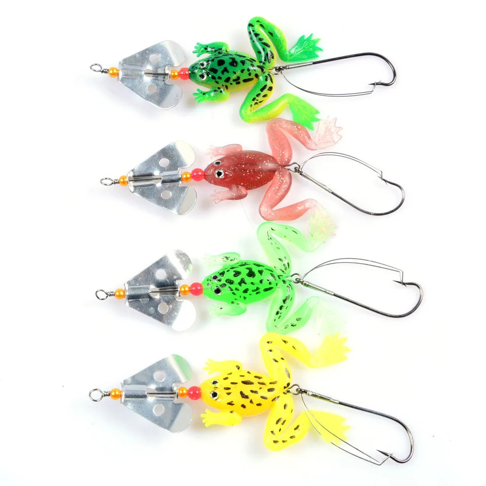 

DHYJSFDC 9cm 6.2g Frog Silicone Bait Fishing Soft Lure Spinner Squid Thunder Frog Jig Spoon Trolls Soft Bait Sea Ice Fishing