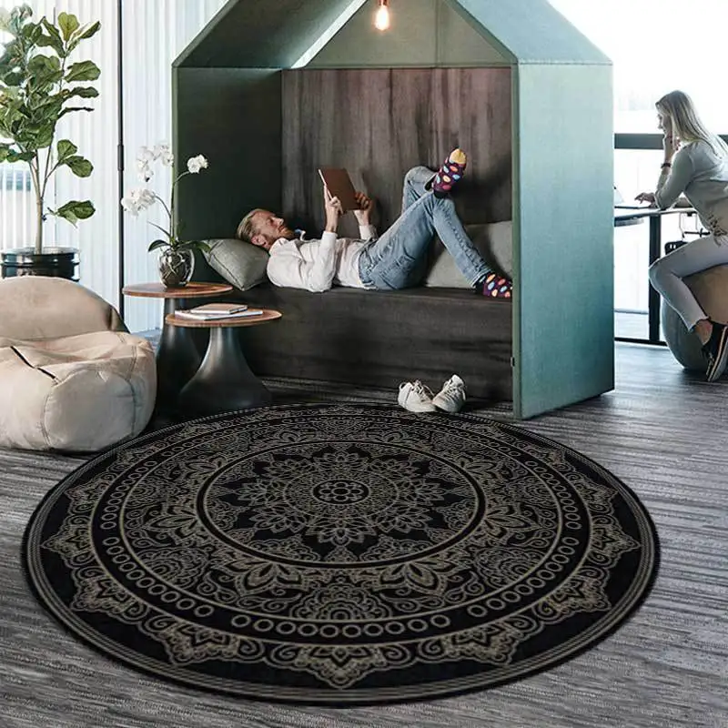 Fashion European Rug Light luxury retro Pattern ethnic style Carpet for living room bedroom hanging basket chair round floor mat