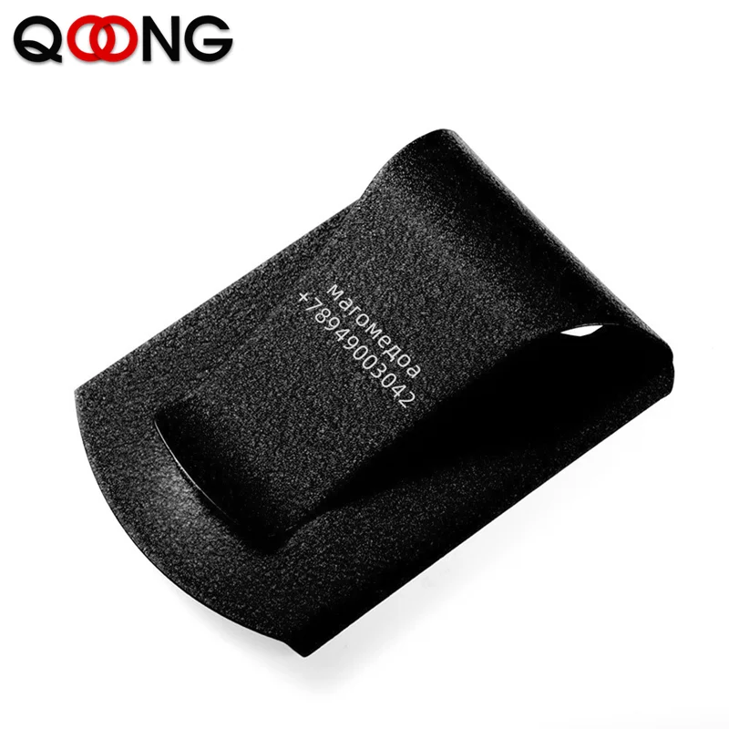 QOONG Custom Lettering Stainless Steel 3 Color Slim Sleek Money Cash Clip Clamp Double Sided Credit Card Holder QZ40-006