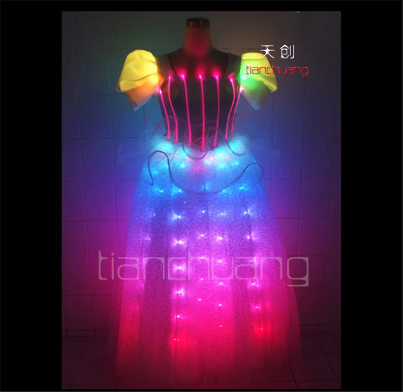 

Full color Programmable dance dress led costumes ballroom singer wears stage show clothing disco wedding colorful lighting