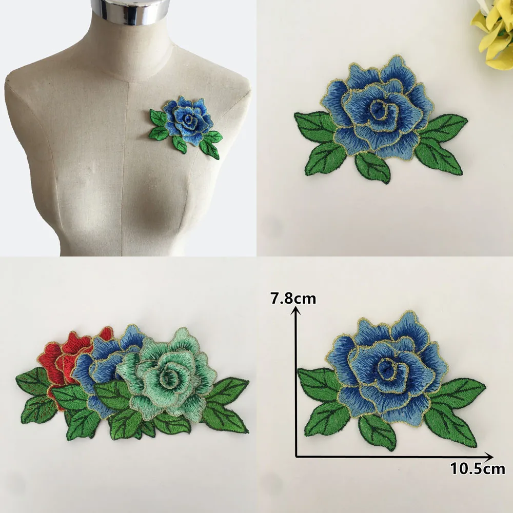 Del Ricamo Del Poliestere Tessuto di Pizzo per Cucire 3D Fiore Colletto di Pizzo Fai da Te Applique Sui Vestiti Accessori Cucito Scrapbooking