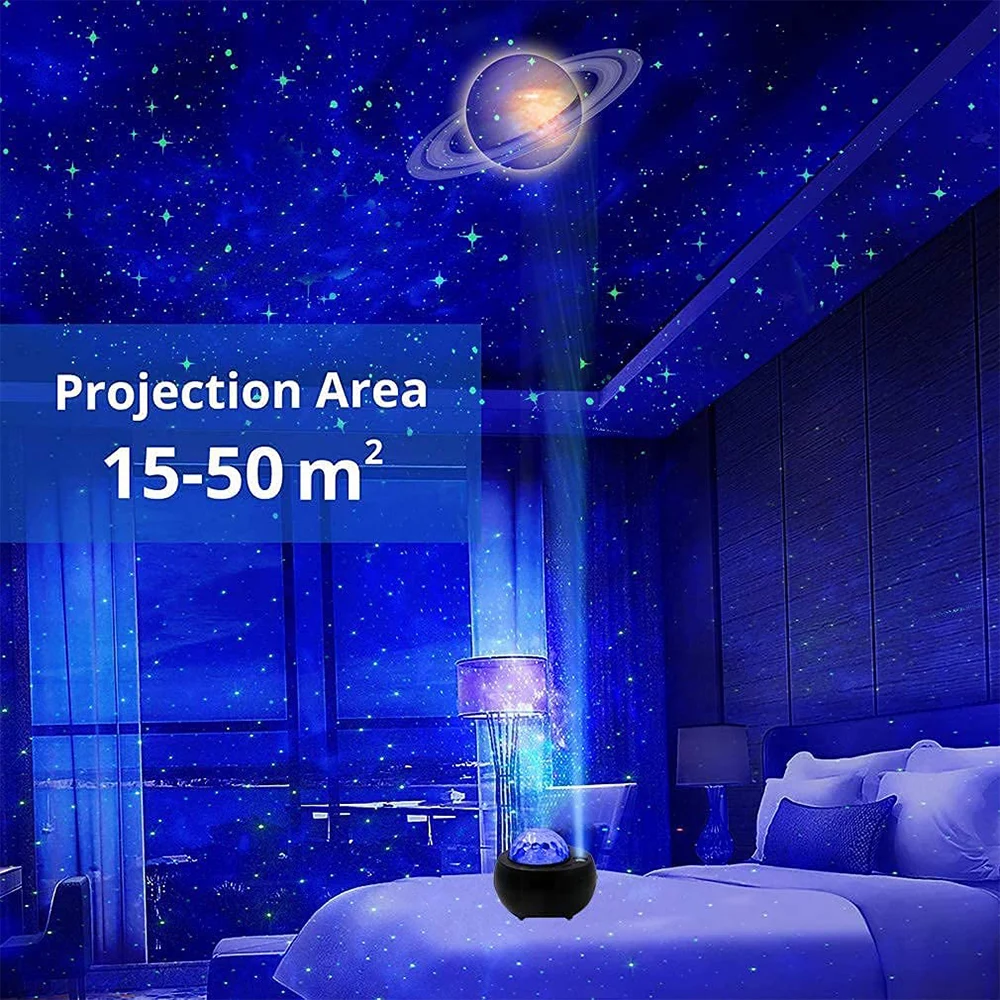 Proyector de estrellas y galaxias, luz nocturna, Bluetooth, música, Planeta, lámpara de proyección colorida, decoración para niños, lámpara LED para