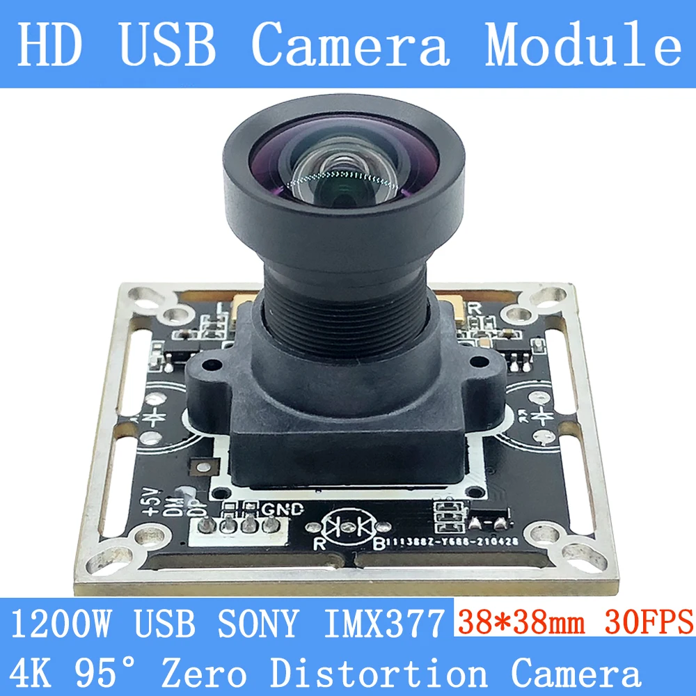 

4K No Distortion USB Webcam Mini Sony IMX377 30FPS 1200W USB Camera Module For Windows Linux Android Support Audio 38mm*38mm