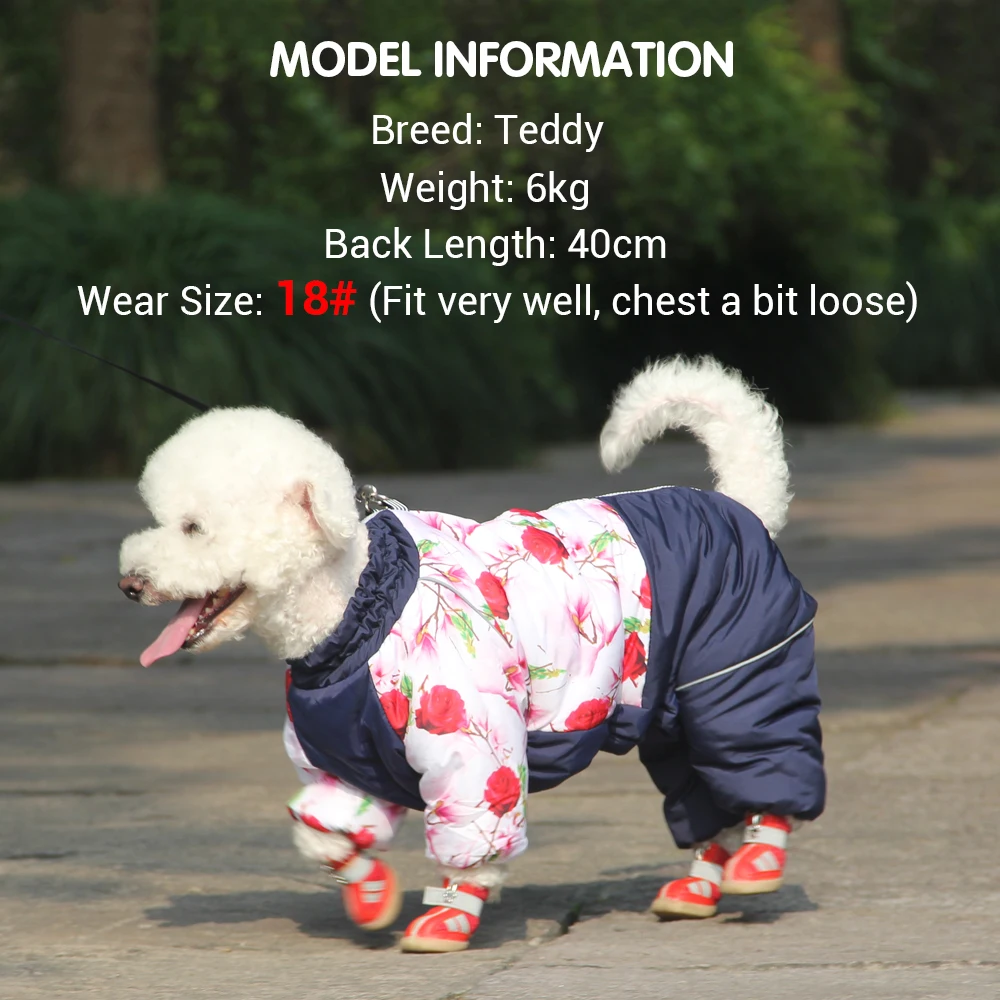 Winter Pet Jacket for Girl/Boy Dogs Waterproof Fully Covered Belly Dog Snowsuit Windproof Thicken Zip-Up Overalls for Small Dogs