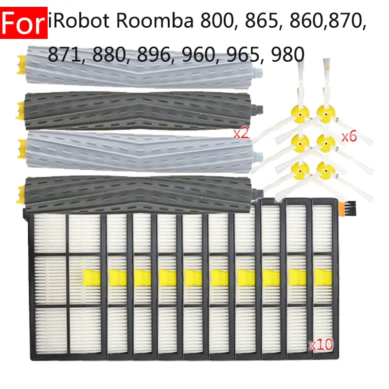 Untuk IROBOT Roomba 800 865 860 870 871 880 896 960 965 980 Aksesori Rumah Sikat Sisi Utama Alat Filter Hepa Pembersih Vakum Robot