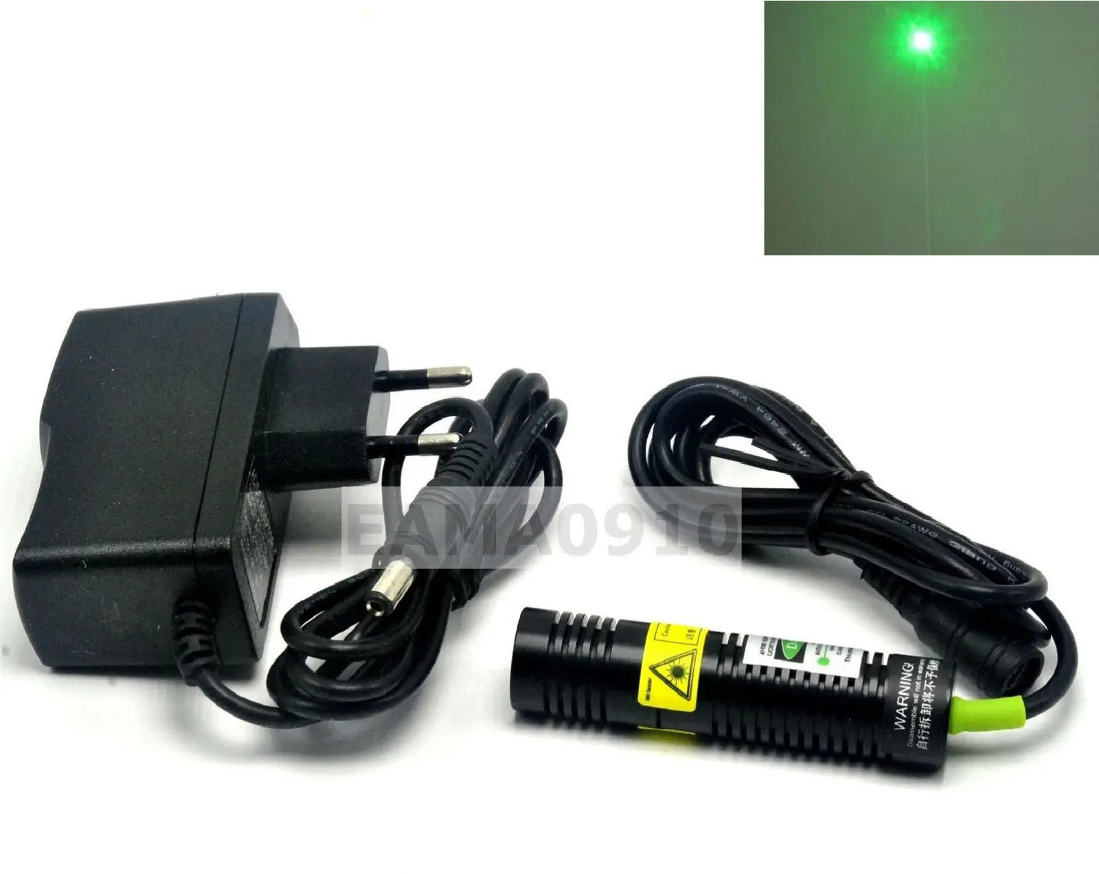 532nm 30mW 5V Green Laser Dot Module Long Time Working 18x75mm w/AC Adapter