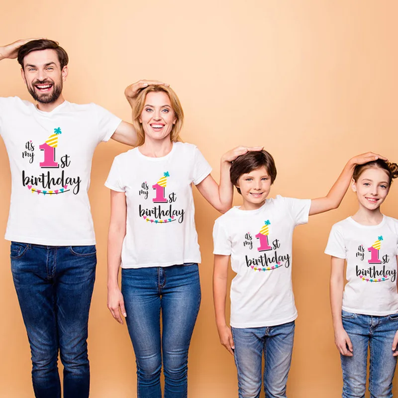 1pc 1 2 3 4 5 6 7 8 9 Birthday Tshirt Family Look Matching Tshirts Mom Dad Daughter Son Summer Short Sleeve Birthday Party Cloth