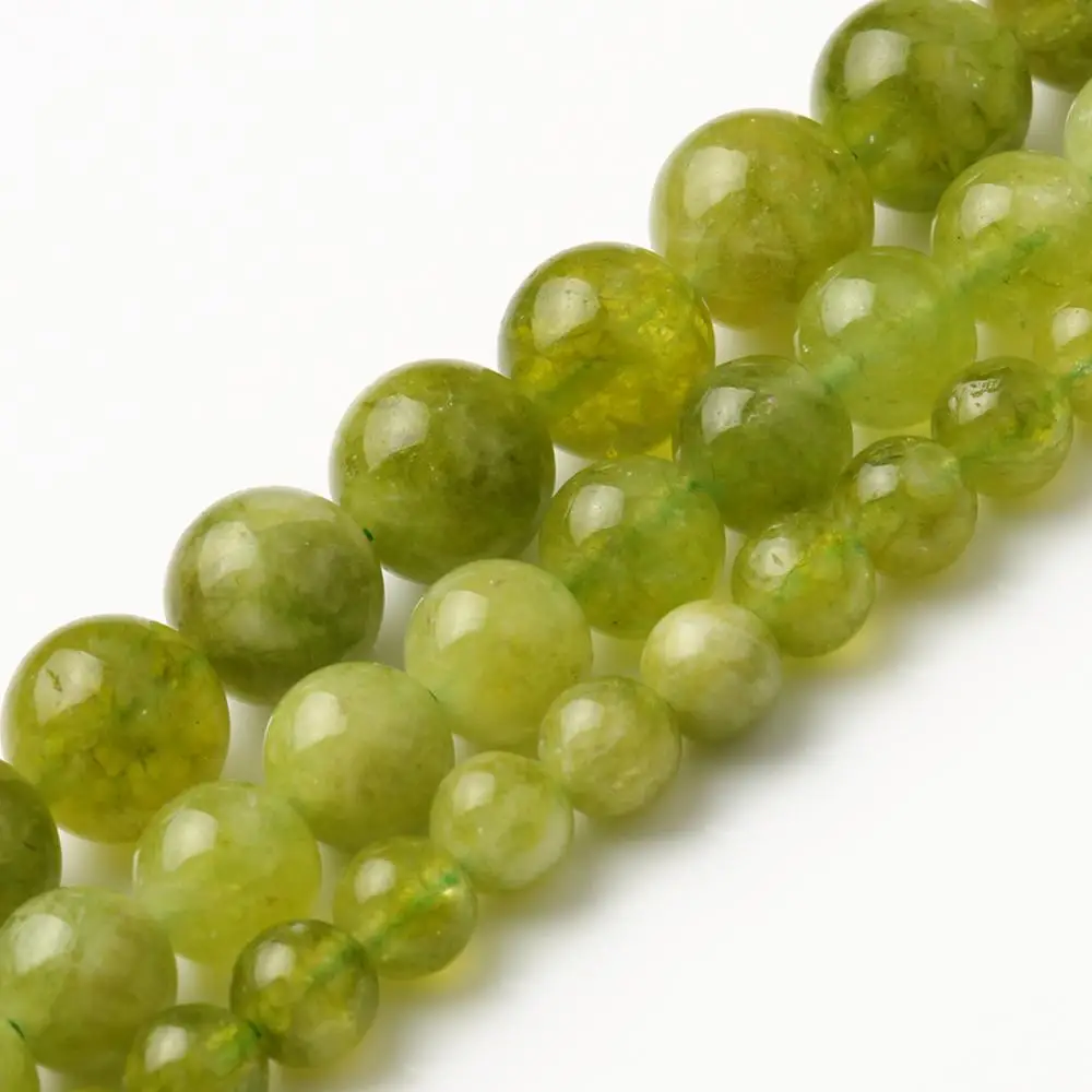 Natural Stone Green Peridot Round Loose Beads Beads For Jewelry Making Handmade DIY Bracelet Accessories 6 8 10mm 15''Inches