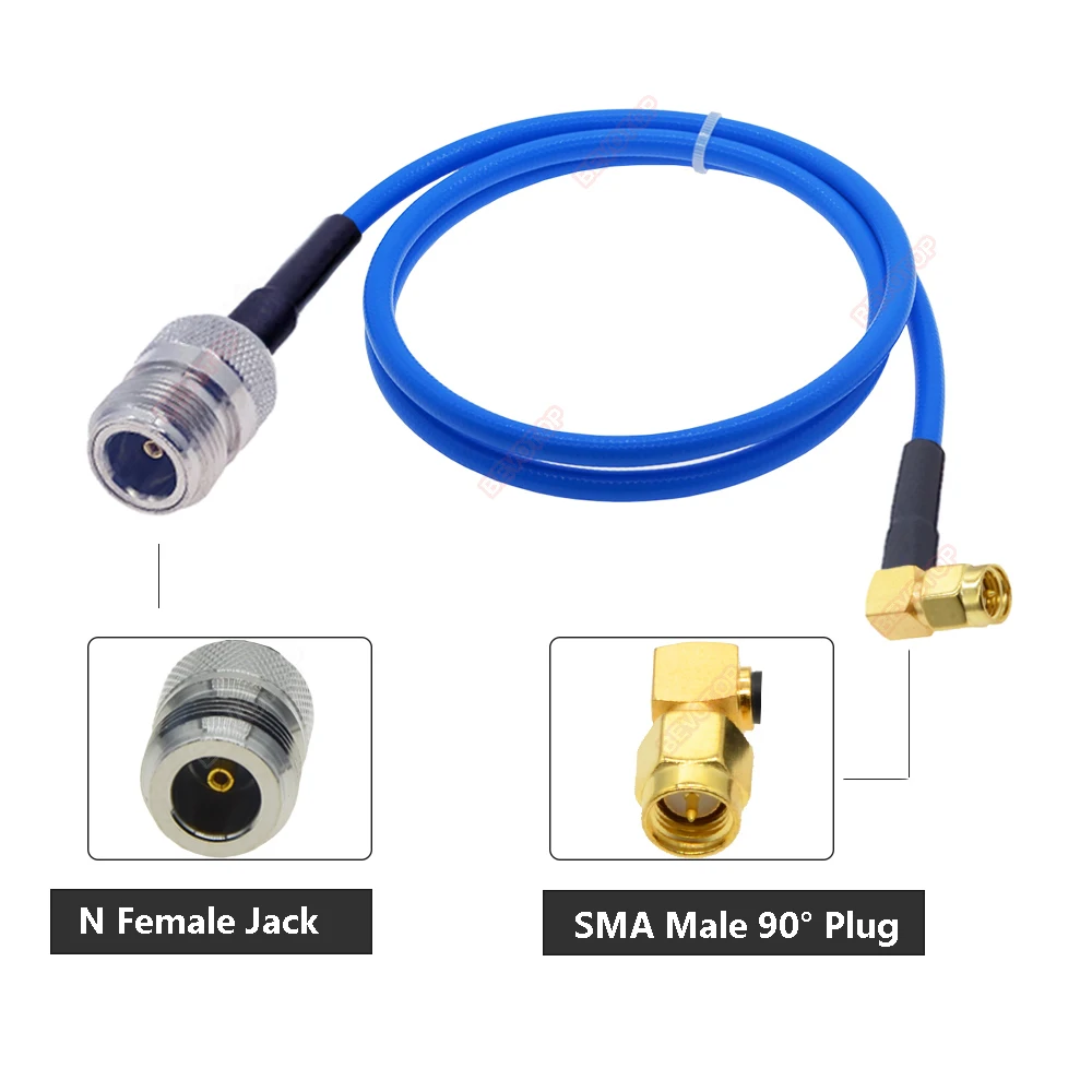 RG402 N Female to SMA Male 90 Degree Connector  Blue Jacket RG402 RF Coaxial Coax Cable 50ohm 15/30/50CM 1/2/3/5/10/15/20M