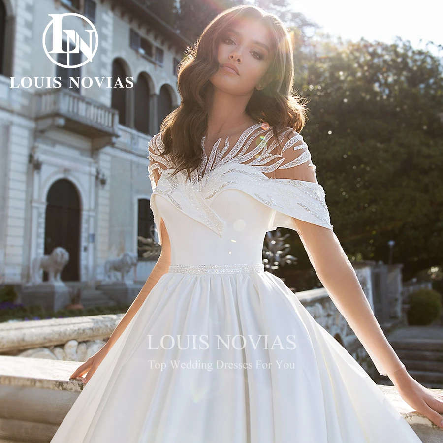 

LOUIS NOVIAS атласное свадебное платье элегантное полупрозрачное свадебное платье принцессы с длинными рукавами и блестками Vestidos De Novia