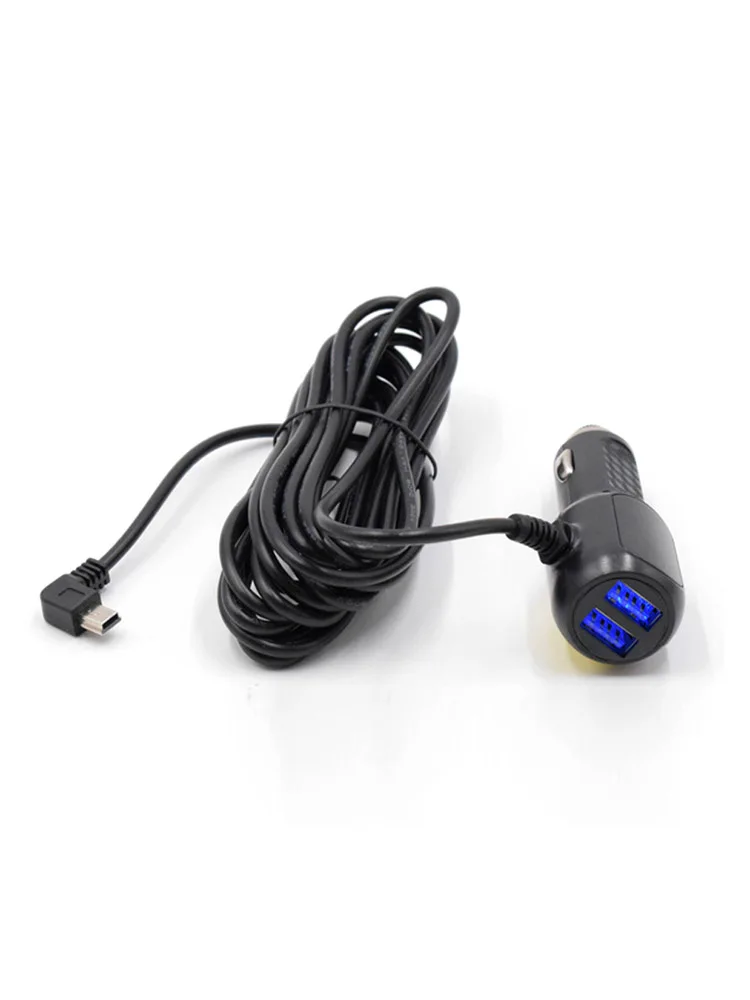 Mini Micro Type C Ładowarka Samochodowa USB 3,5 metra 5V 3,4A z 2 Portami USB do Kamery Samochodowej DVR, Rejestratora GPS, Wejście DC 8V-36V — zdjęcie 2