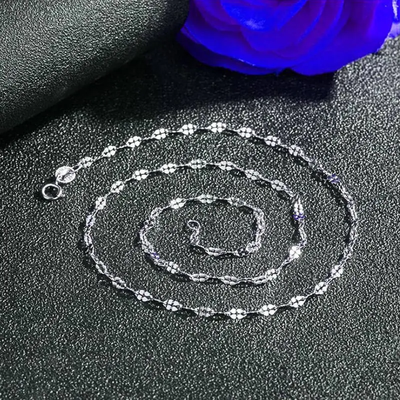 

Real 925 Silver Chain Necklace Twisted Flower Chain Gift For Women Fine Jewelry Finding Choker Jewelry accessories