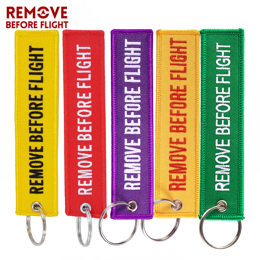 

50 PCS Keyrings for Aviation Remove Before Flight Chaveiro Embroidery Keychain Mixed Color Port Clef Jewelry Luggage Tag Llavero