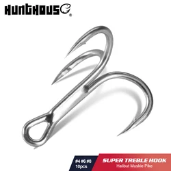 Hunthouse Fishing Treble Hook 3X Strong 10pcs/lot High Steel Carbon Saltwater 4# 6# 8# For Hard Lure Tackle Tool Accessories