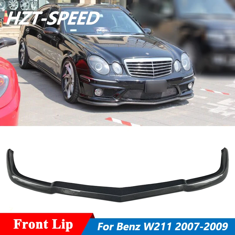 Carbon Fiber Chin Spoiler Front Bumper Lip For Mercedes Benz E Class W211 E230 E280 E350 Modify E63 AMG 2007-2009