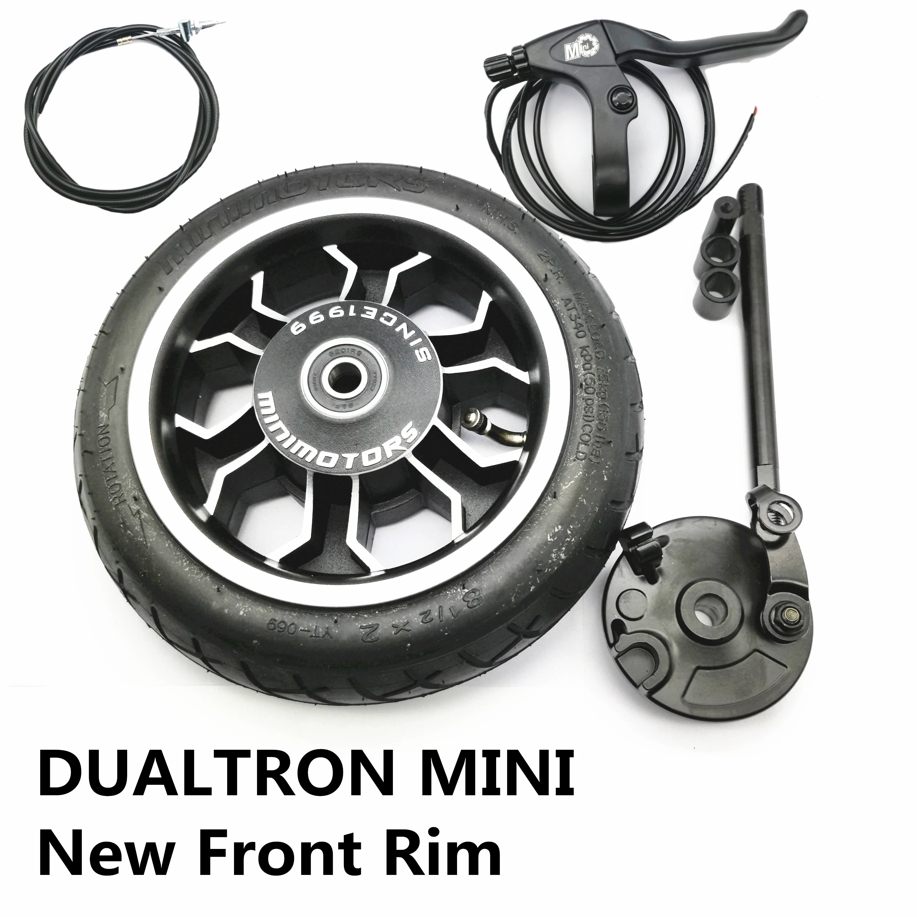 DUALTRON-Mini roue avant en aluminium DTmini pour trottinette électrique, avec frein et pneus, jantes de remplacement, mise à jour