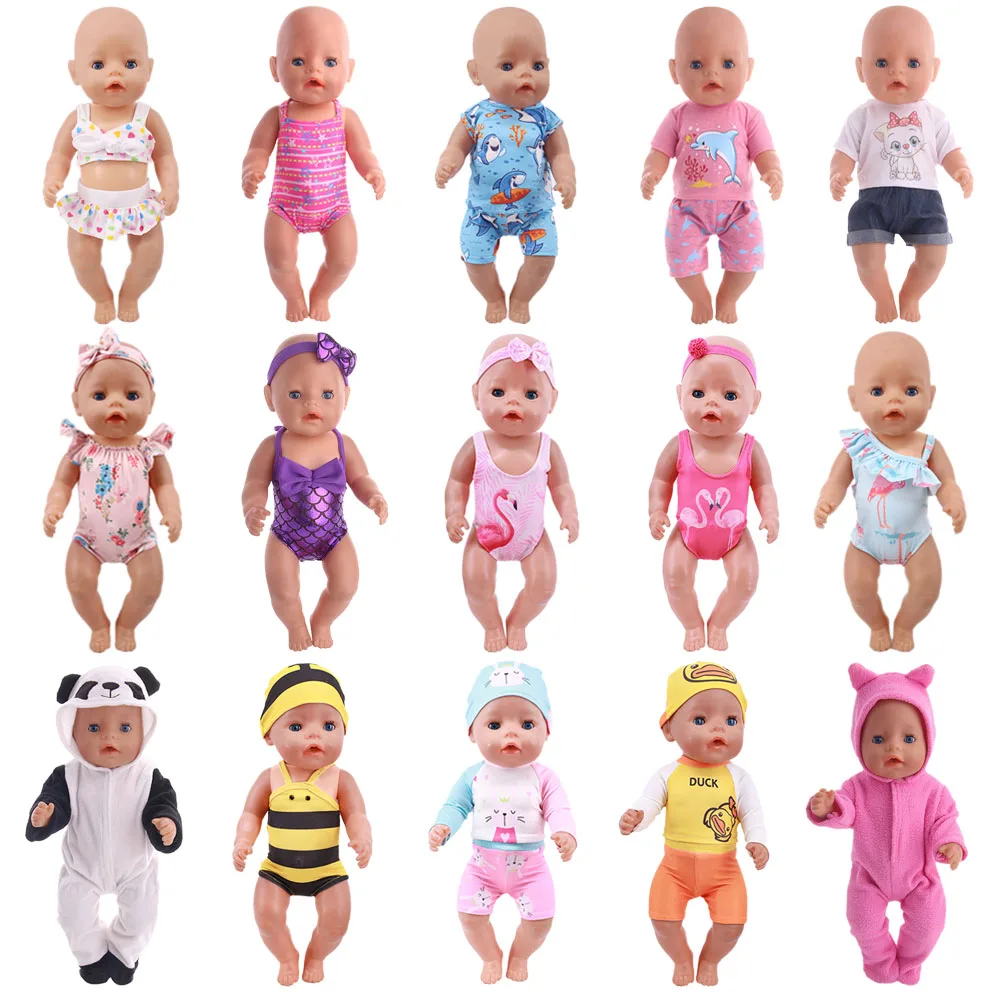 Doll Clothes Unicorns Flamingo Panda Swimsuits Fit 18 Inch American&43 Cm Baby New Born Doll Generation Christmas Girl`S Toy DIY