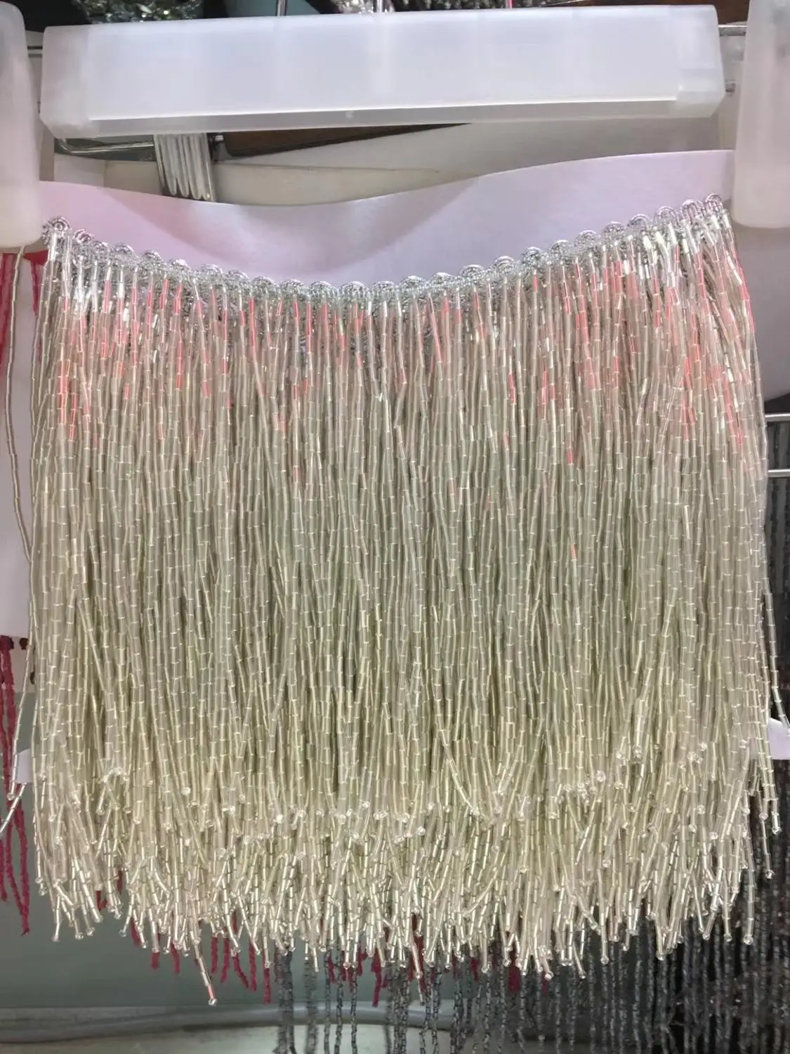 heavy bead fringe tassel trim for dance costume, haute couture dress trimming beading fringe