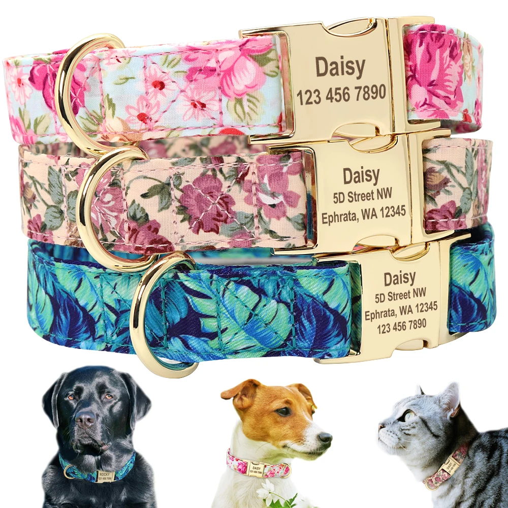 Personalized Custom Dog Collar Leash Set Printed Engraved IDTag Collar Pet Treat Bag Pouch Snack Bag For Small Medium Large Dogs