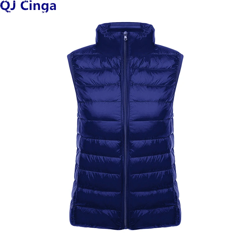 Blanc col montant femmes sans manches vers le bas gilet manteau hiver mince mince affaires gilets blanc bleu noir rouge femmes gilet 3XL