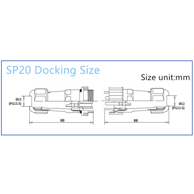 SP20 IP68 Butt TYPE Waterproof Connector 1/2/3/4/5/6/7/9/10/12/14 Pin Aviation Plug Socket Industrial Cable Electric Connectors