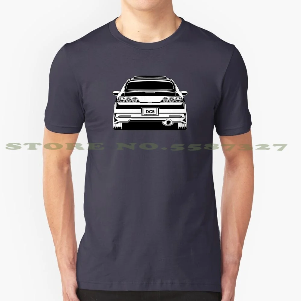 Black & White Integra / Rsx Dc5 Rear 100% Cotton T-Shirt White Black Integra Rsx Dc5 Vtec Jdm Japanese Cars Sportscar Coupe