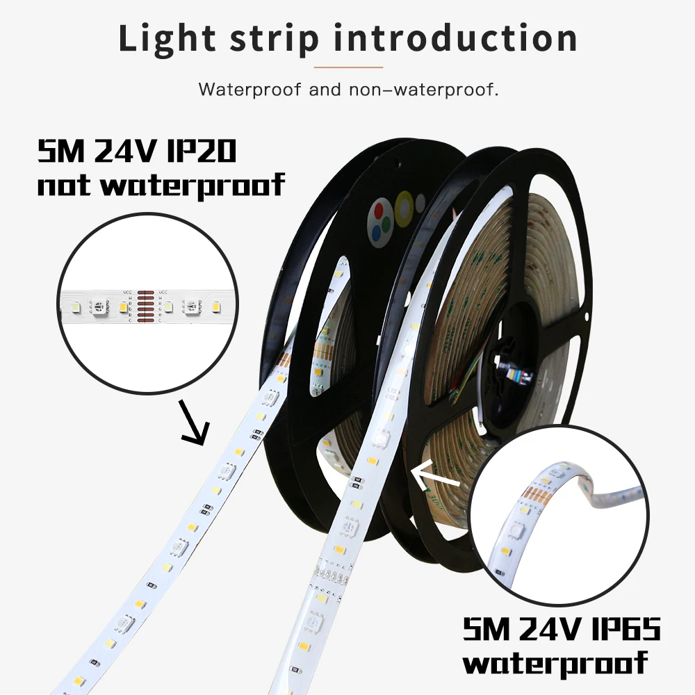 GLEDOPTO RGB+CCT LED Strip Light RGB WW/CW DC24V 5 Meters IP65 Waterproof IP20 Not Waterproof RGB Light SMD 5050 SMD 2835