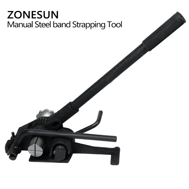 ZONESUN 20mm Manual Steel Strapping Machine Manual Sealless Combination Tool Steel Belt Packing Machine for Steel Straps Banding