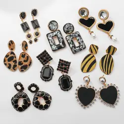 AENSOA Statement Drop Earrings Women Trendy Geometric Unique Pendant Earrings Fashion Black Dangle Earrings 2021 Jewelry Gift