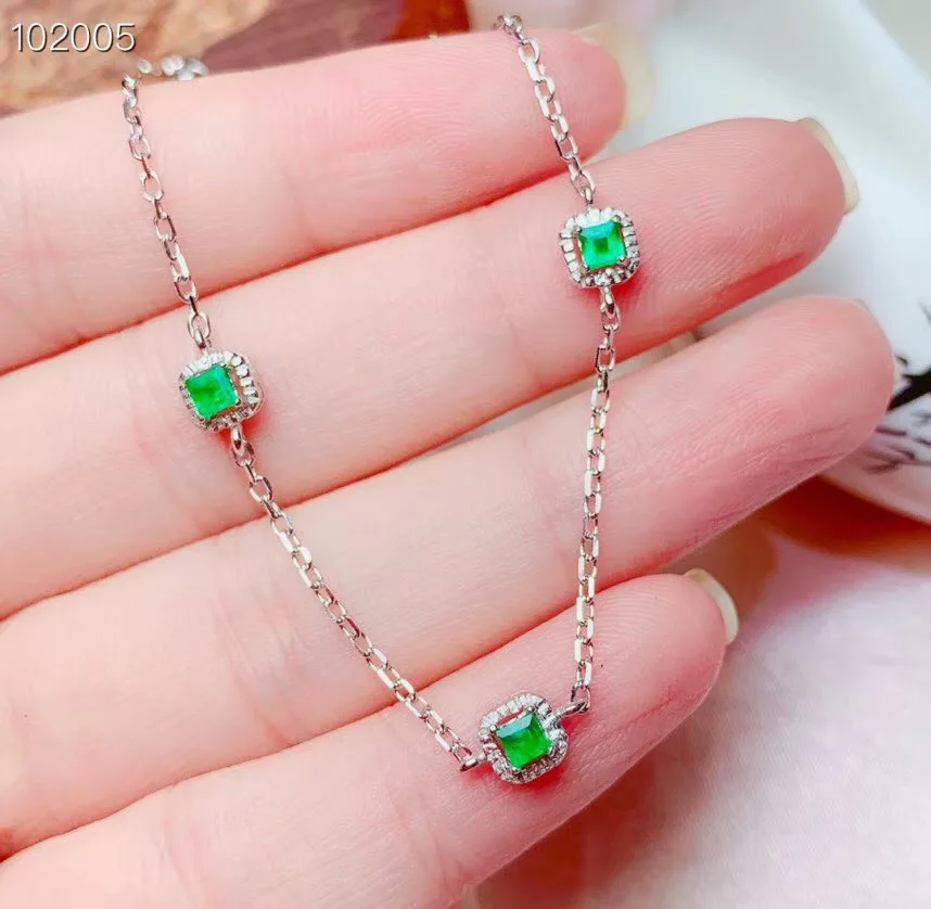 

KJJEAXCMY бутик ювелирных изделий из стерлингового серебра 925 пробы с инкрустацией из натурального изумруда, женский браслет с обнаружением изысканный подарок, новый чай