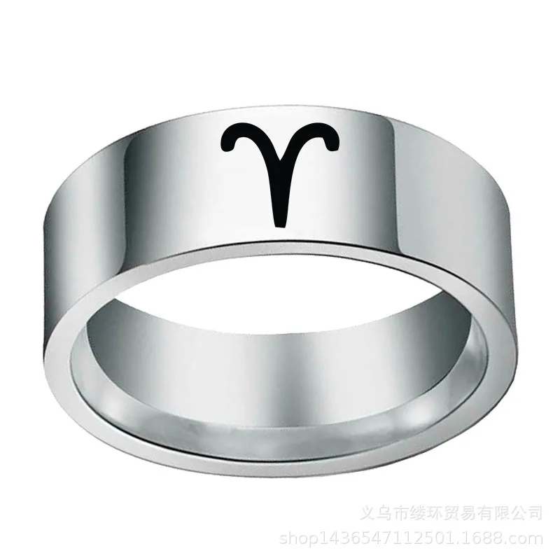 New 12 Constellations Rings For Wome Man Virgo Cancer Capricorn Sagittarius Leo Pisces Libra Scorpio Stainless Steel Couple Ring