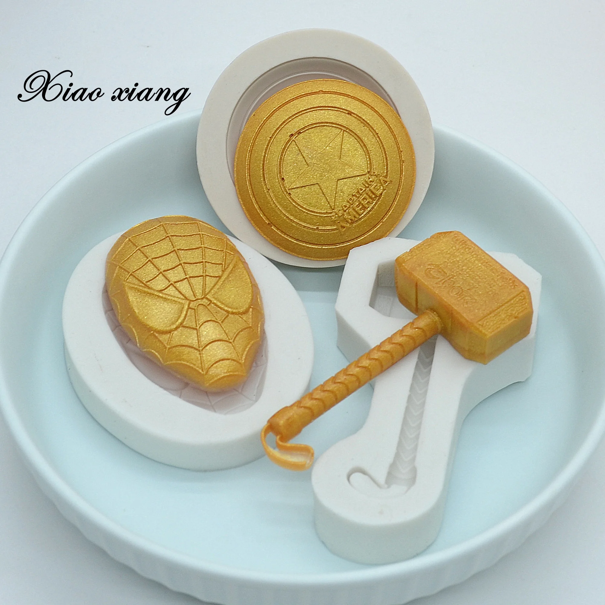 3PC Shield Hammer Mask Fondant Silicone Molds For Baking Cake Decorating Tools Sugarcraft Chocolate Baking Tools For Cakes M2082