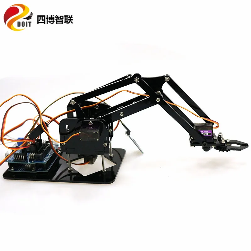 SZDOIT Wifi/Bluetooth/commande de poignée bras de Robot 4 axes avec Kit de pince avec 4 pièces Servos 4DOF RC robotique bricolage pour Arduino