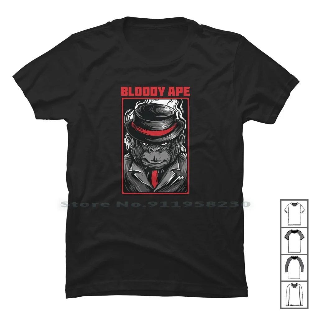 Bloody Ape T Shirt 100% Cotton Pop Culture Culture Travel Bloody Blood Ture Ping Geek Ape Geek