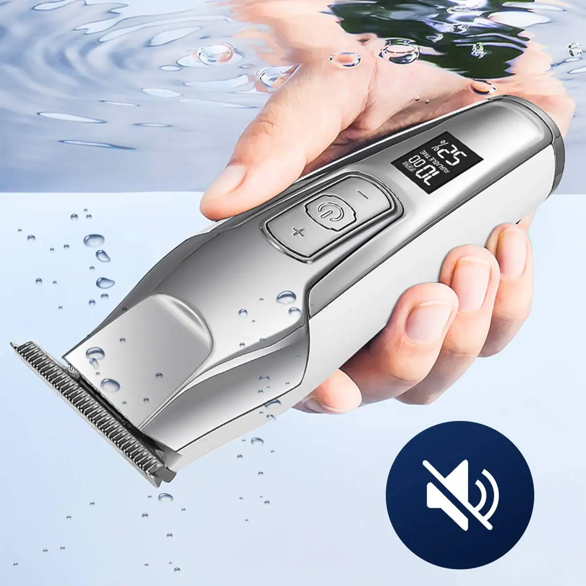 KM-5027 Professional ที่ตัดขนไฟฟ้าชาย Trimmer ผมชาร์จเครื่องตัดจอ LCD น้ำมันหัว Trimmer