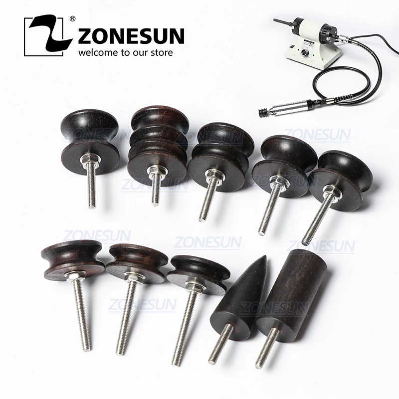 ZONESUN PJ-MT1 Leather Polish Tool Leather Burnishing Machine Ebony Wood Edge Polishing Slicker Leather Tip Side Border Polisher