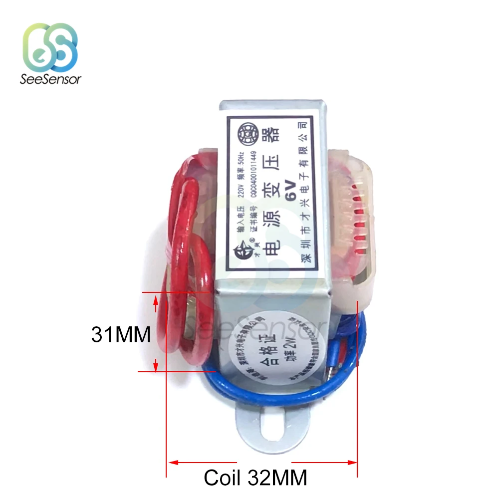 AC 6V 9V 12V 15V 24V Tensione di Uscita 2W EI Nucleo di Rame di Ingresso 220V 50Hz ~ 60Hz Singola Tensione 2 Linea di Alimentazione In Rame