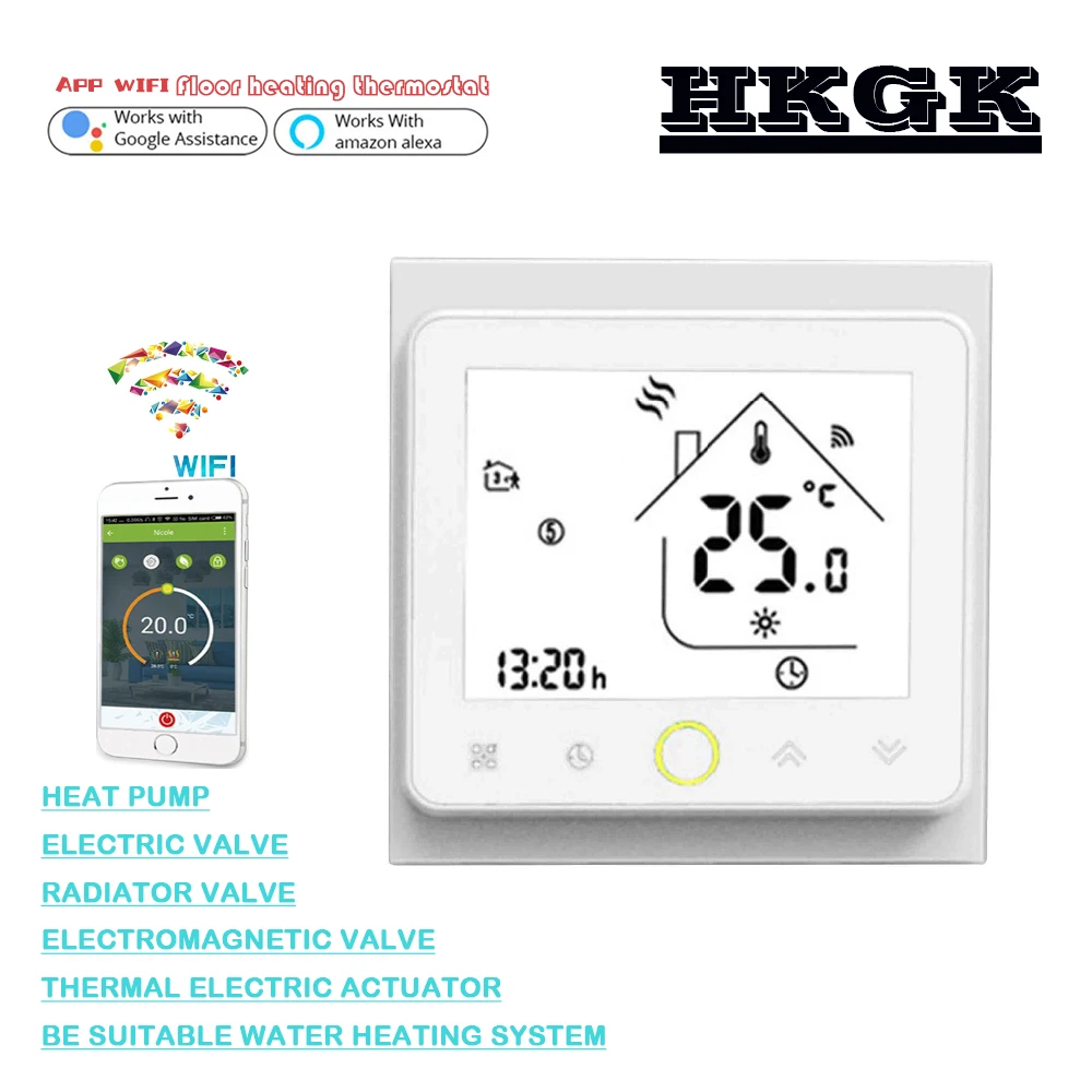 Termostato WiFi de calefacción por suelo radiante, controlador de temperatura programable, interruptores de actuador eléctrico, TUYA 3A