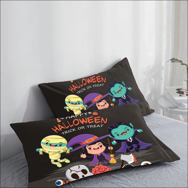 3D Happy Halloween Pillow Case Pillowcase 50x70/50x75/70x70 Decorative Pillow Cover,Black Bedding for Kids/baby/children